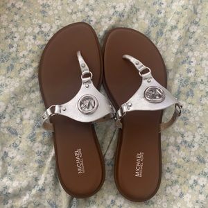 BRAND NEW IN BOX. Silver MK sandals